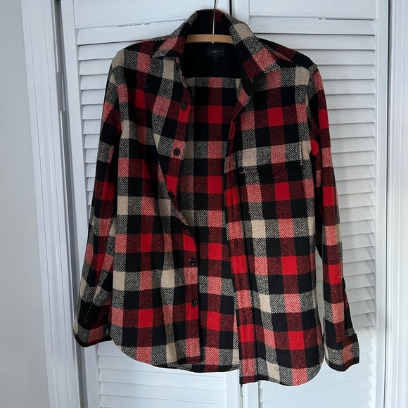 J.Crew wool check shacket, button down - Picture 1 of 3
